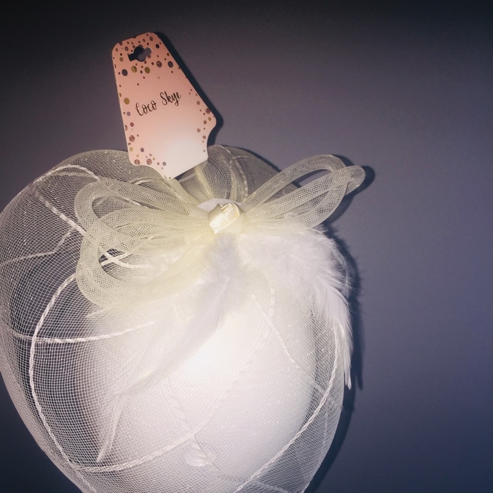 Birdcage Vintage Tulle Hair Hat Veil Wedding Accessory Off White Bow Clip